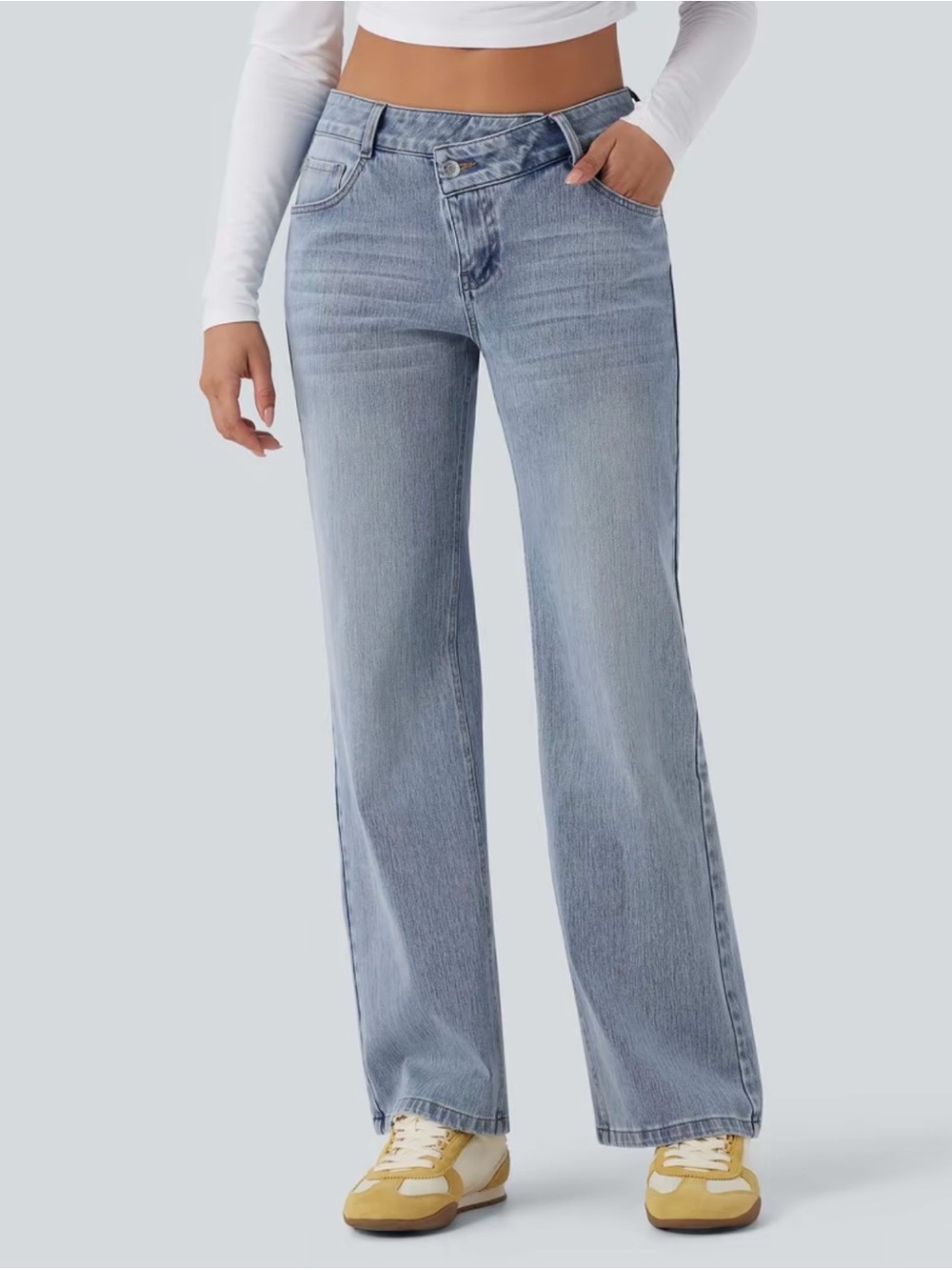 HALARA Light Wash Wide Leg Jeans